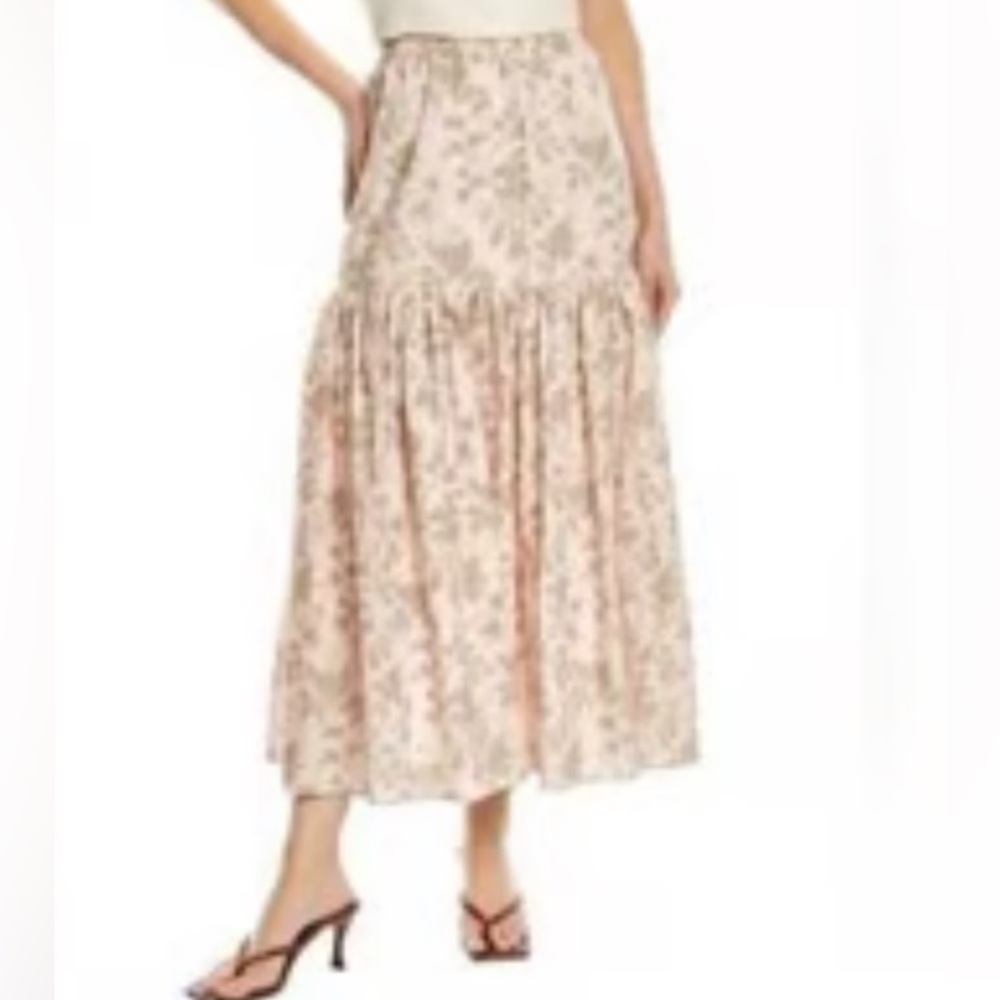 NWT $295 ELIE TAHARI WALLPAPER PRINT SKIRT Pink / Gray. SIDE SPLIT